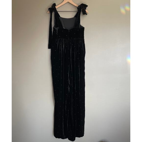 ULLA JOHNSON Minnet Jumpsuit Jet Black Size 4 Embroidered Polka Dot Velvet Chic - Picture 14 of 16